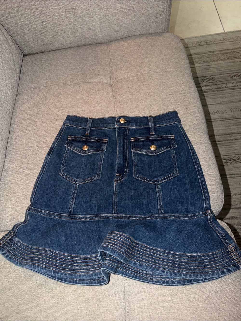 7 For All Mankind Dark Blue Denim Skirt